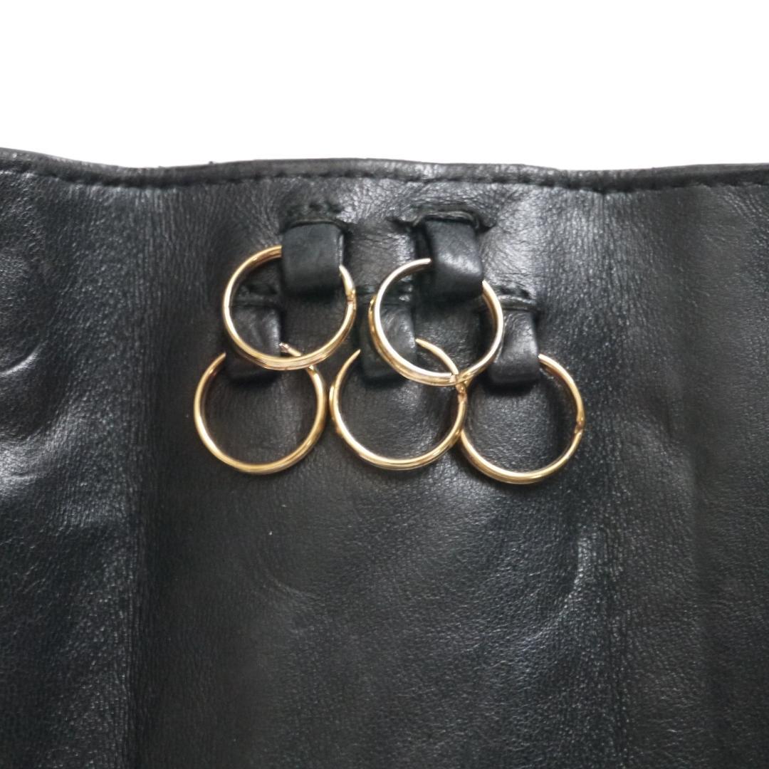 ✈ ボッテガヴェネタ イントレチャート レザー 5連 キーケース 黒 リング