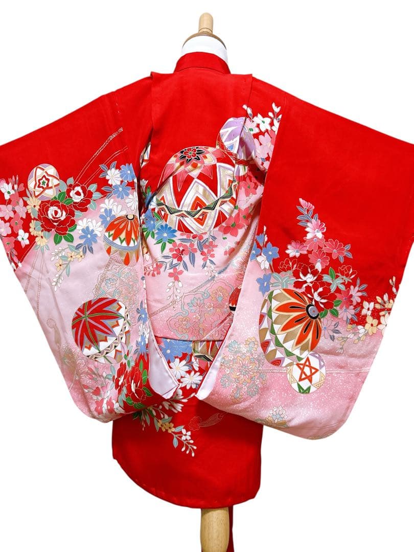 人気の総絞り被布♡七五三　3歳　女の子　フルセット　一式　赤系　正絹