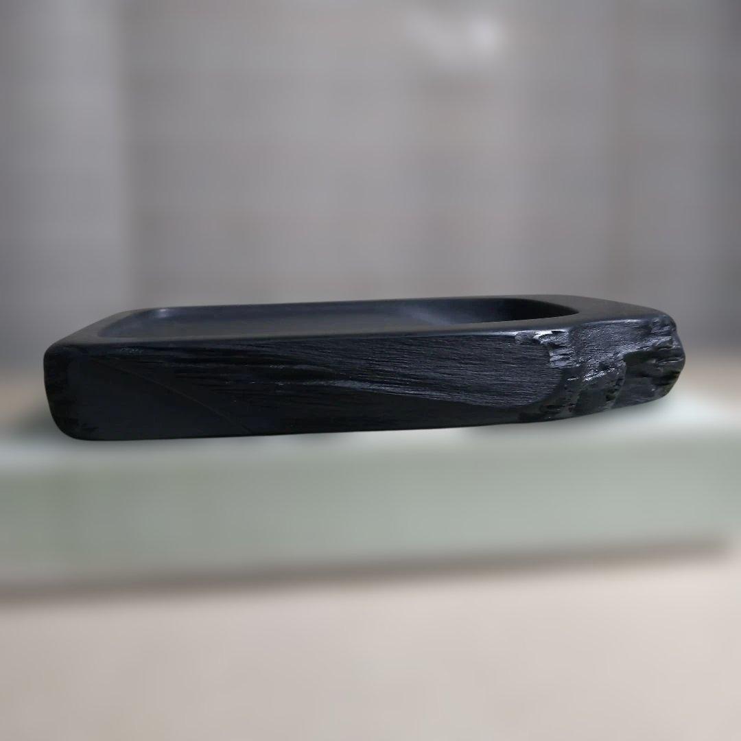 ☆☆☆本日特価！【甲州銘石 雨畑 芳龍硯 芳龍閣 鑑製/青墨 苔 計2点】