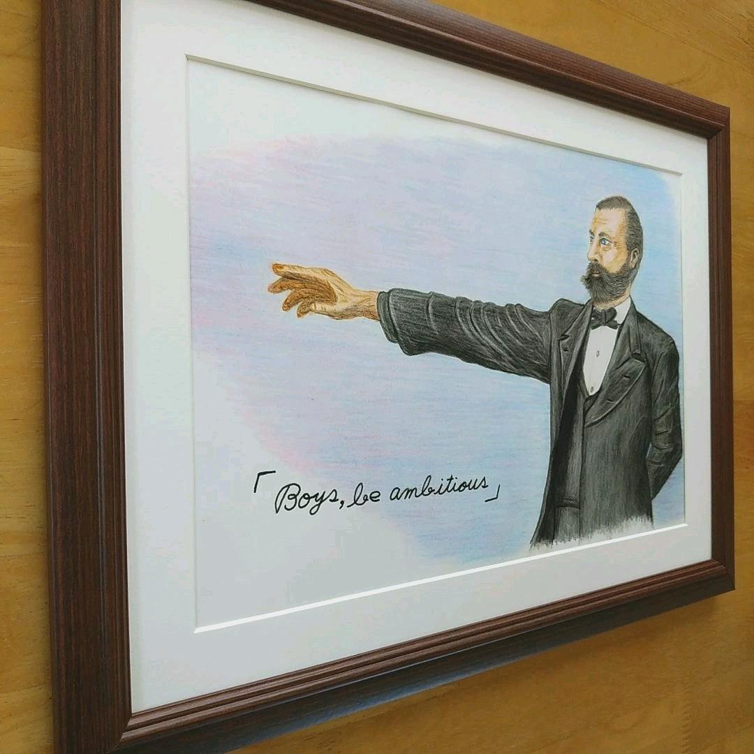 絵画色鉛筆風景画『クラーク博士』原画