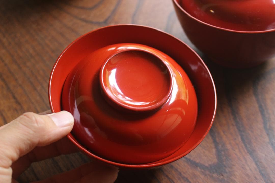 デッドストック！極上朱漆の美しい輪島塗の四つ椀（検漆器漆椀懐石四つ組椀茶道具