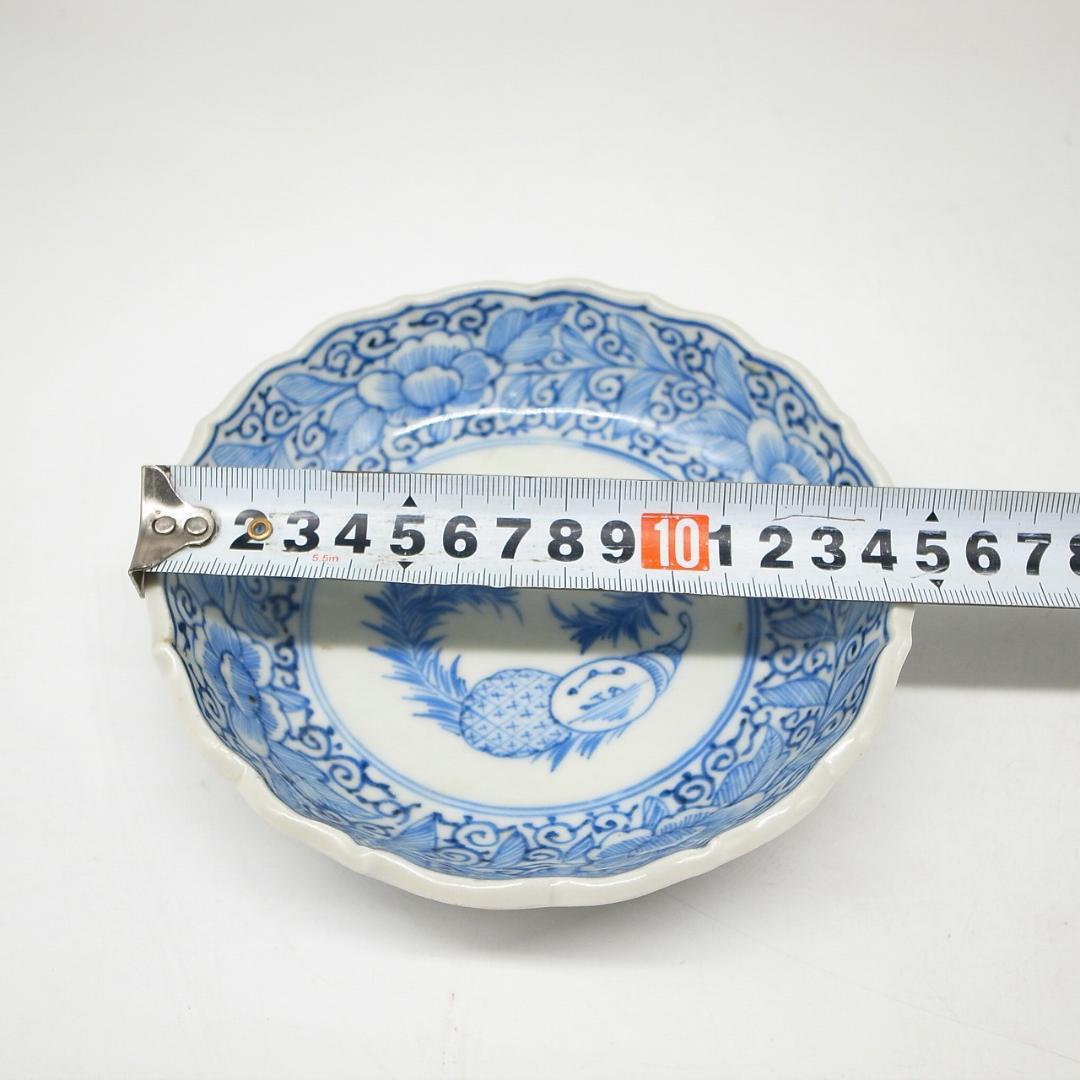 古伊万里　線画　パイナップル　なます皿　2枚