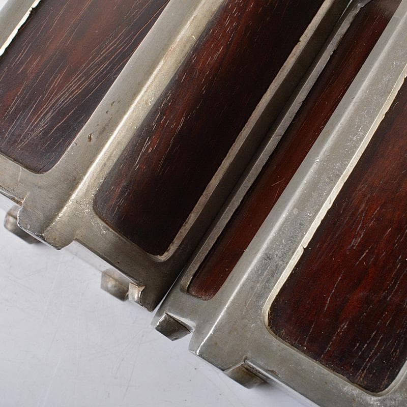 茶道具 古錫 唐木紫檀張 六角茶壷 茶心壷 一對 時代箱付 J R5494