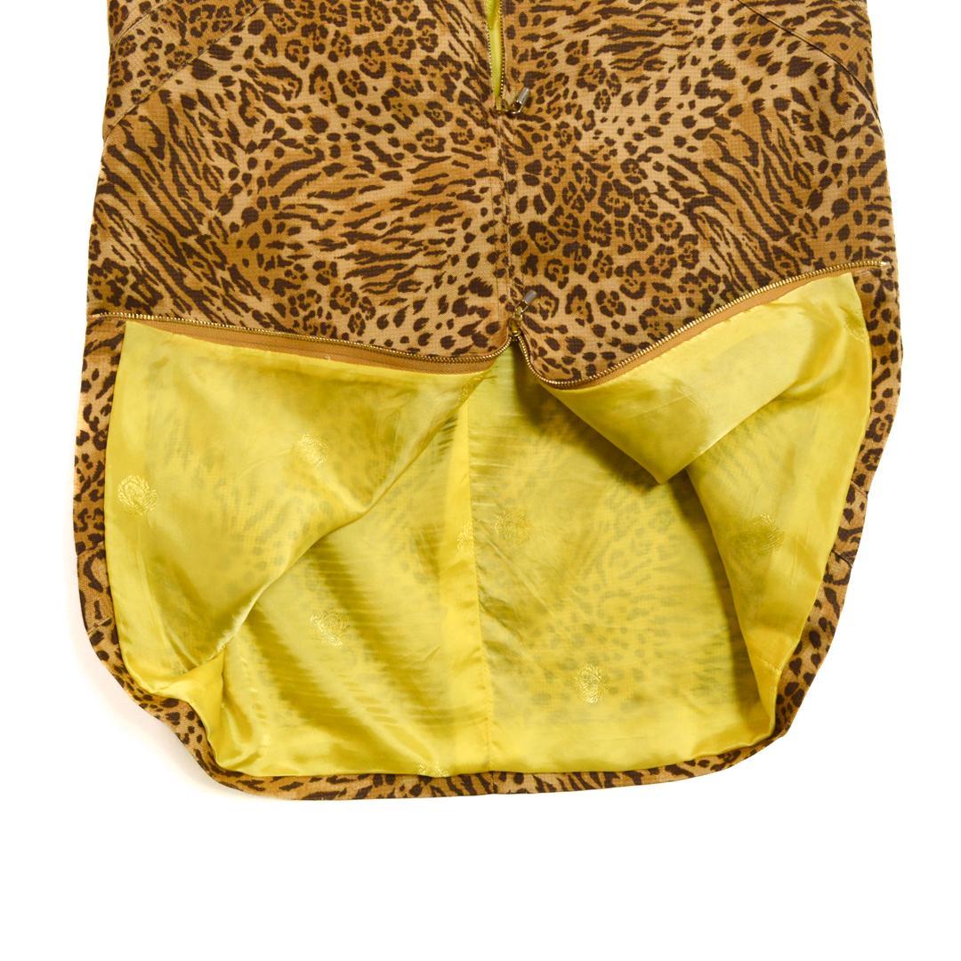 VERSACEヴェルサーチ イタリア製シルク100%レオパード柄膝上丈スカートM