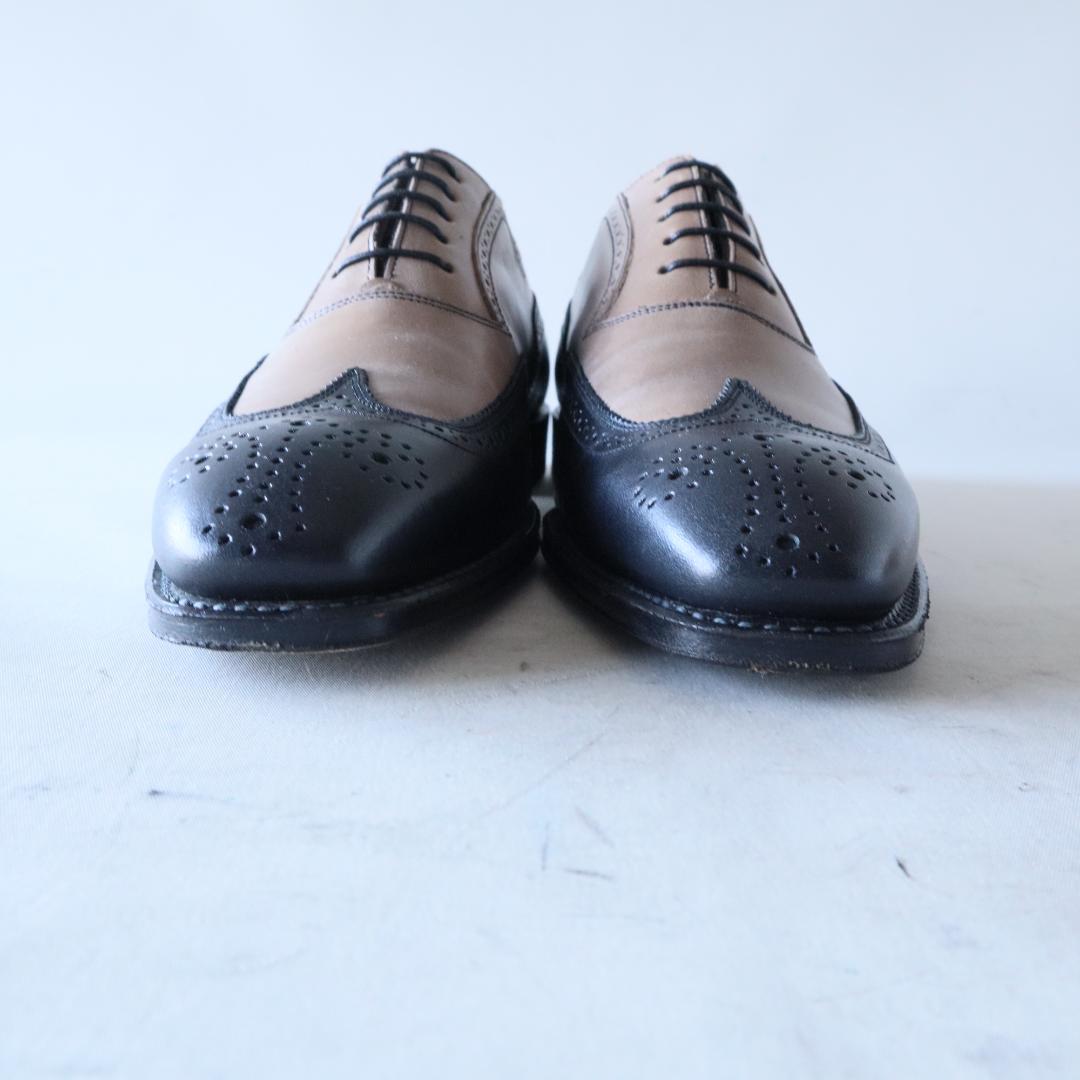 極美品リーガル　バイカラーウイングチップ　黒×グレージュ　24cm