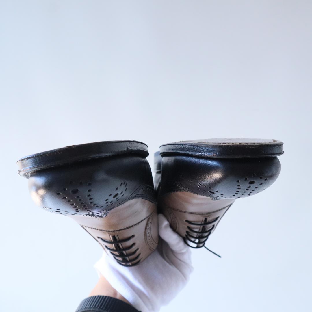 極美品リーガル　バイカラーウイングチップ　黒×グレージュ　24cm