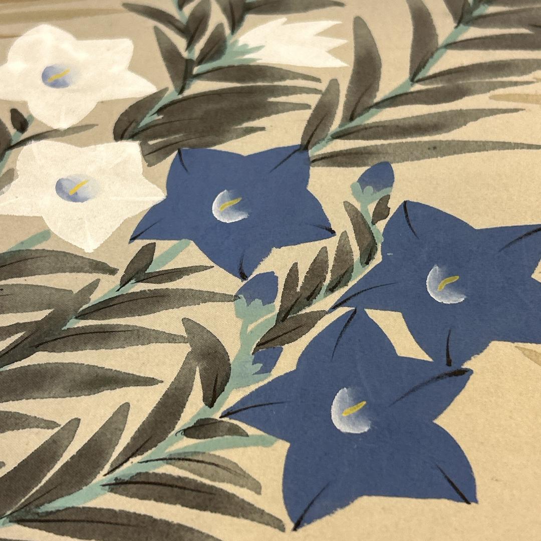 掛軸 秋草花 共箱付き 観月 落款あり 森山観月 風景画 普段掛け 茶室 茶道