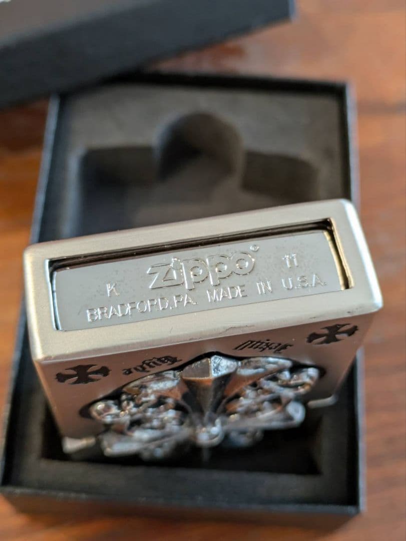 新品 両面クロス 立体メタルZippo 特注モデル 全面加工