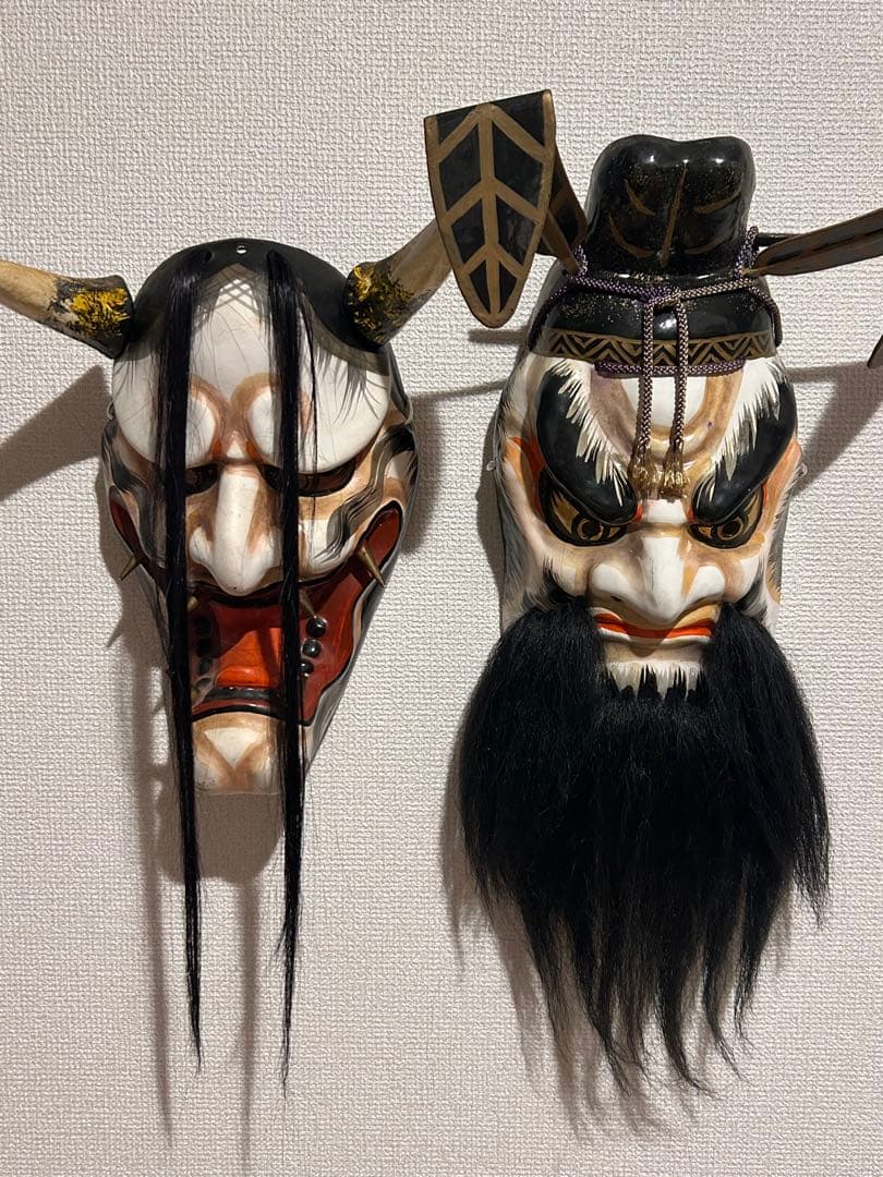 鬼面 木彫 神楽面 能面 お面 江戸時代 時代物 修正会修二会 木造仮面