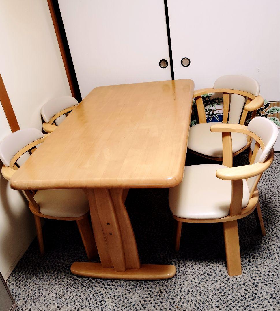 直接引取のみ　　美品　木製ダイニングテーブル椅子4脚付きセット