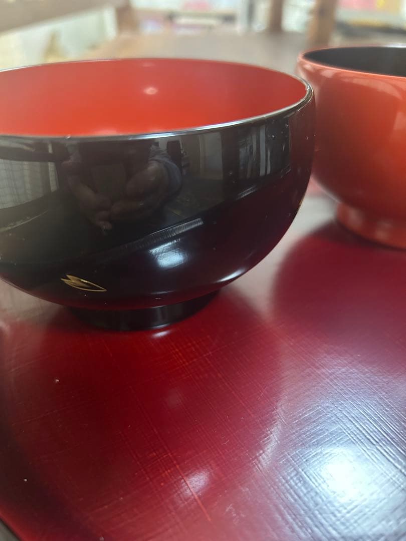 輪島塗　沈金　蒔絵金彩　高級夫婦椀　黒内朱　朱内黒　紅葉　桜