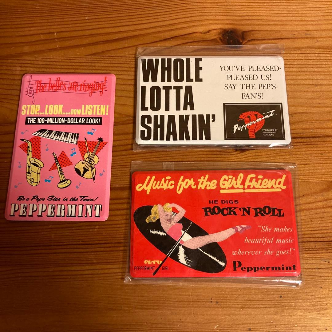 80年代当時物 ペパーミント ハンドミラー&メモ帳 5点セット ロカビリー
