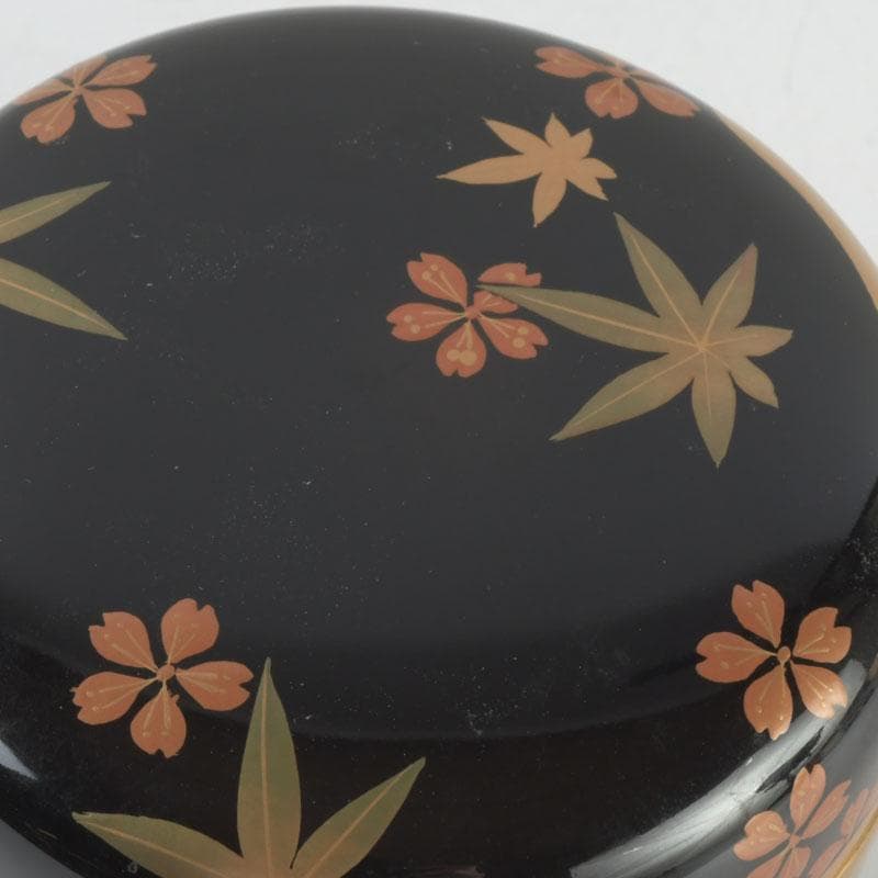 茶道具 山中塗 中村宗悦作 霞雲錦蒔絵 平棗 共箱 V 9305