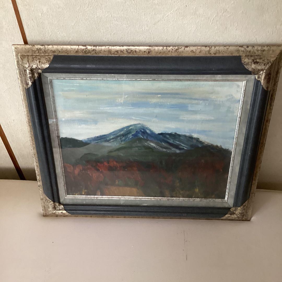 無落款　　作者不詳　　油彩画　　タイトル　《　晩秋　》　額装仕立　　肉筆画