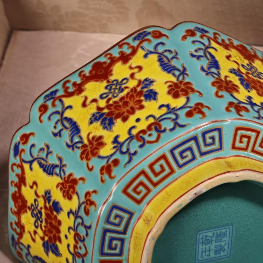 中国古美術・珍蔵七宝彩と粉彩・磁器六角碗・琺瑯彩・純手描き・箱付・置物・観賞皿