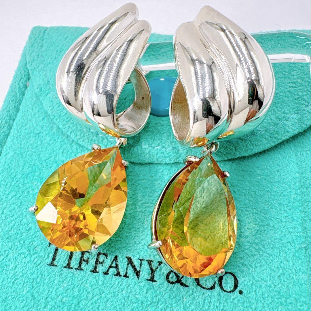 美品レア オールドティファニー ピアス シトリン ティアドロップ シルバー925 美品レア オールドティファニー ピアス シトリン ティアドロップ