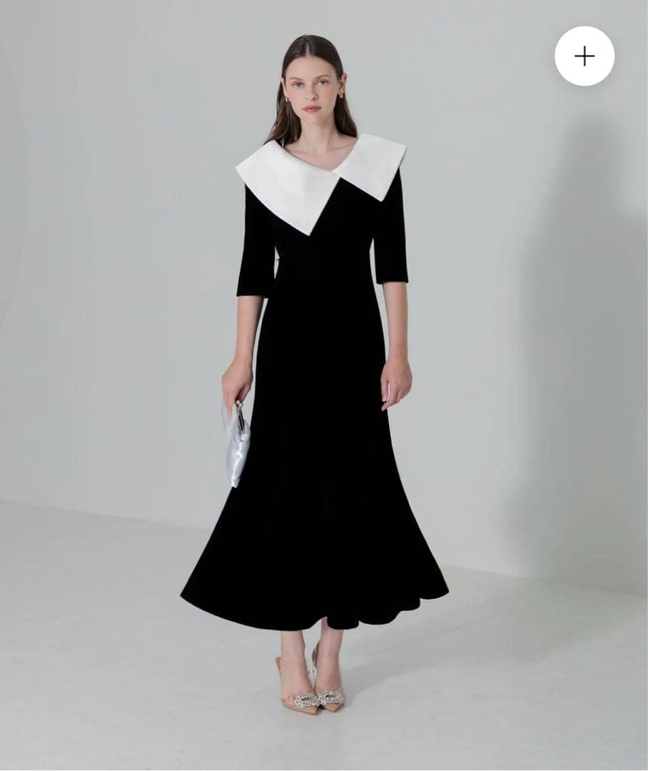 LEJA アシンメトリービッグカラーベロアマーメイドドレス Sサイズ