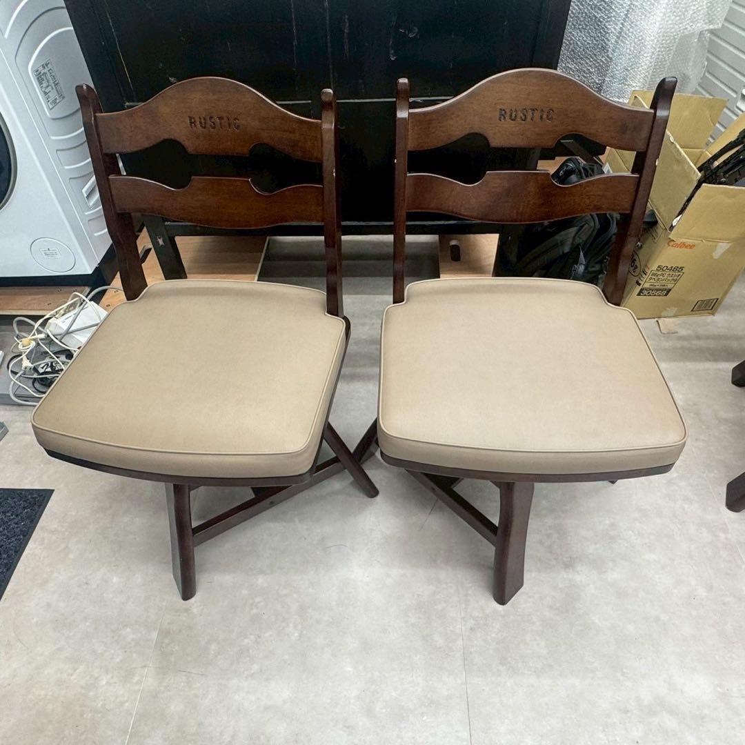 カリモク　ダイニングテーブル 回転チェア　4脚　ルスティック