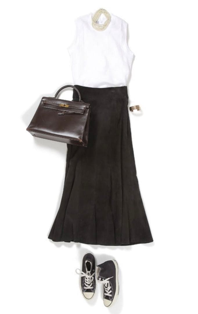 新品　サードマガジン シープストレッチレザーミディスカート