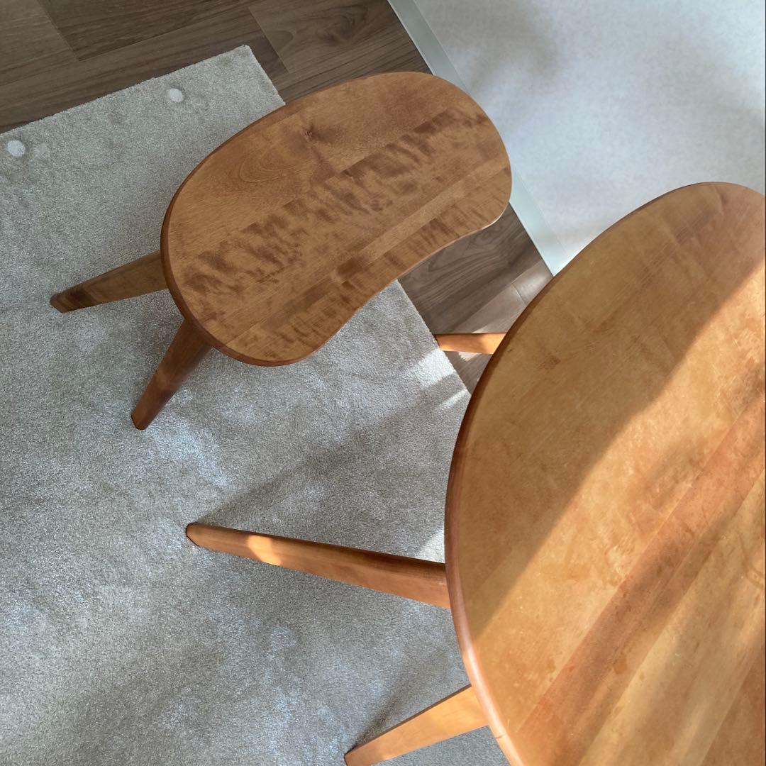 ダイニングテーブル&スツールセット　北欧,楕円，無垢，木製