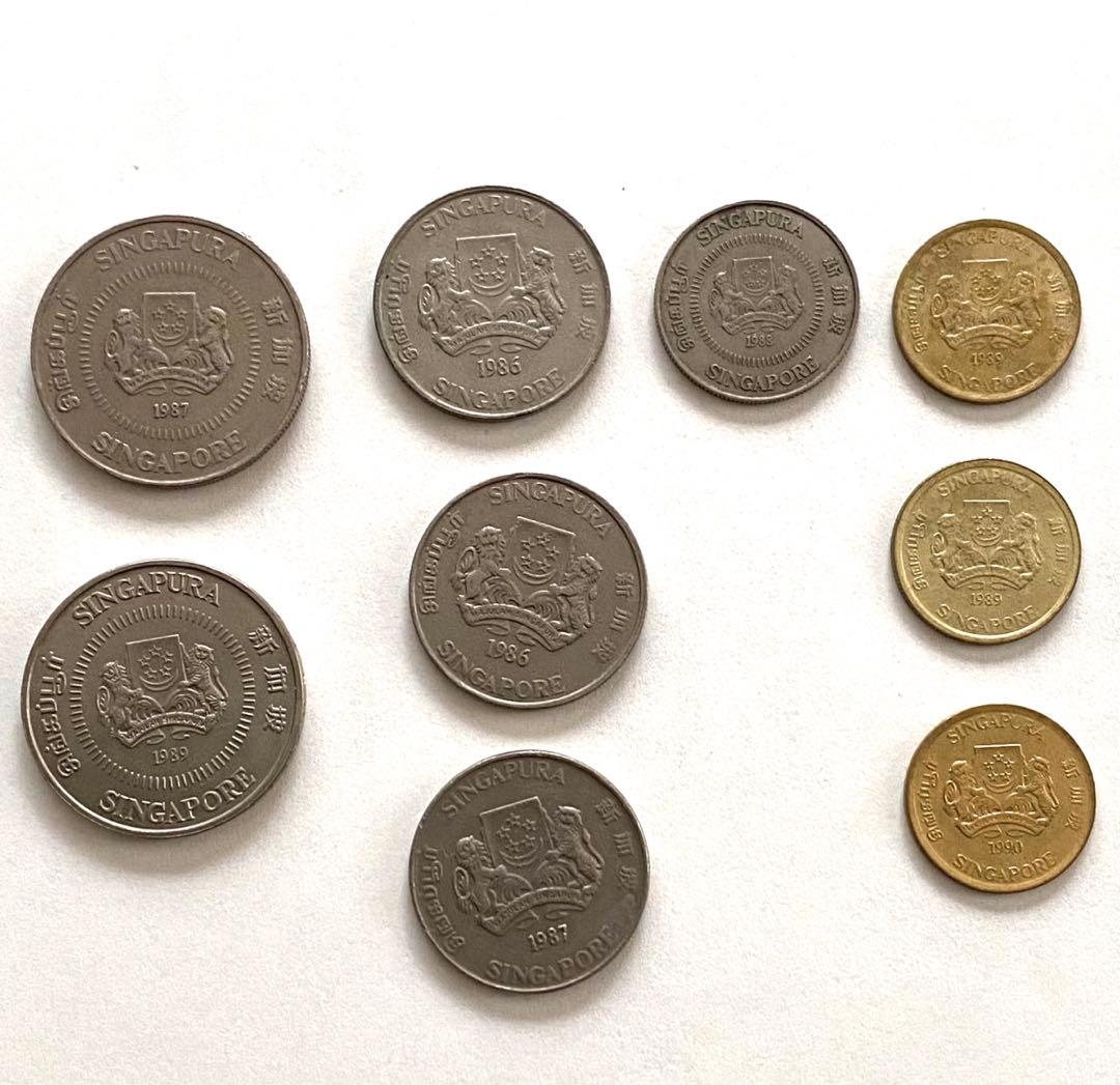 シンガポール 旧硬貨 8枚 50セント20セント5セント 花 植物 海外コイン