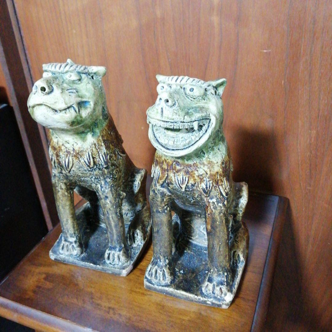 瀬戸焼　灰釉古瀬戸釉狛犬　24cm　慶長年間 瀬戸焼 灰釉古瀬戸釉狛犬 24cm 慶長年間 瀬戸焼 灰釉古瀬戸釉狛犬 24cm