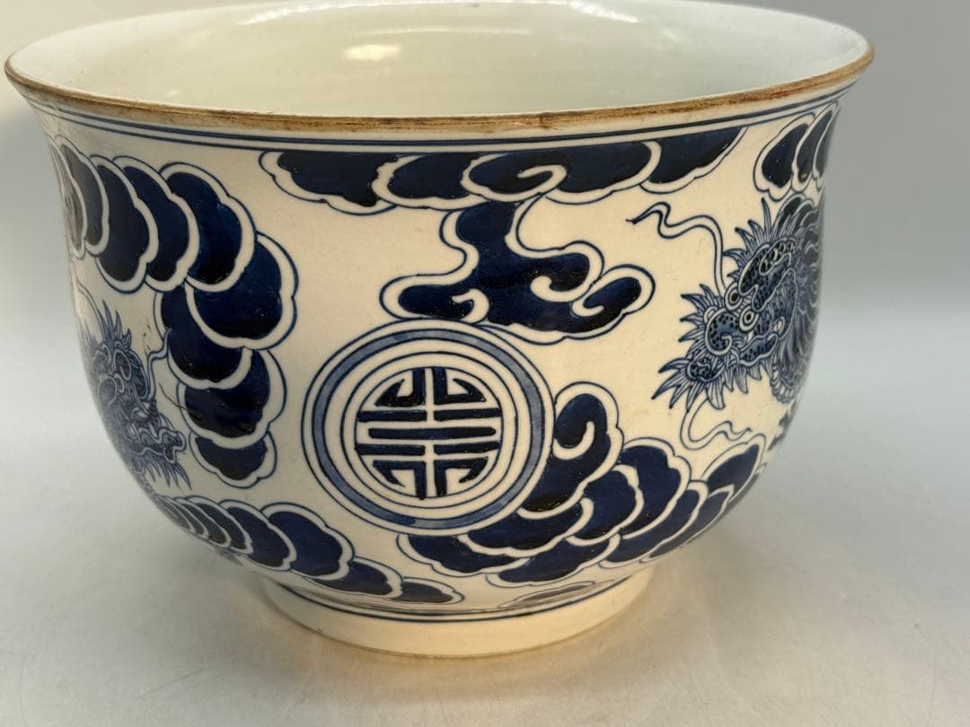 中国　清時代　染付　龍紋壺　青華　送料込み251210