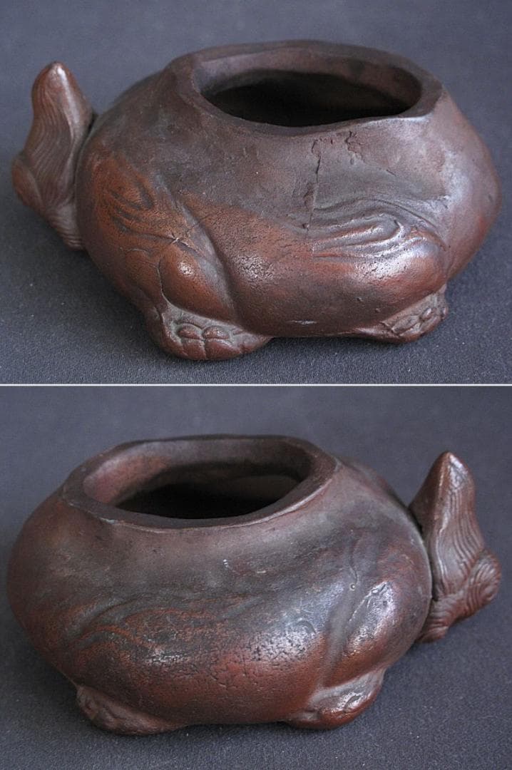 時代!! 備前焼『獅子香炉』珍しい形！細工物 高8㎝