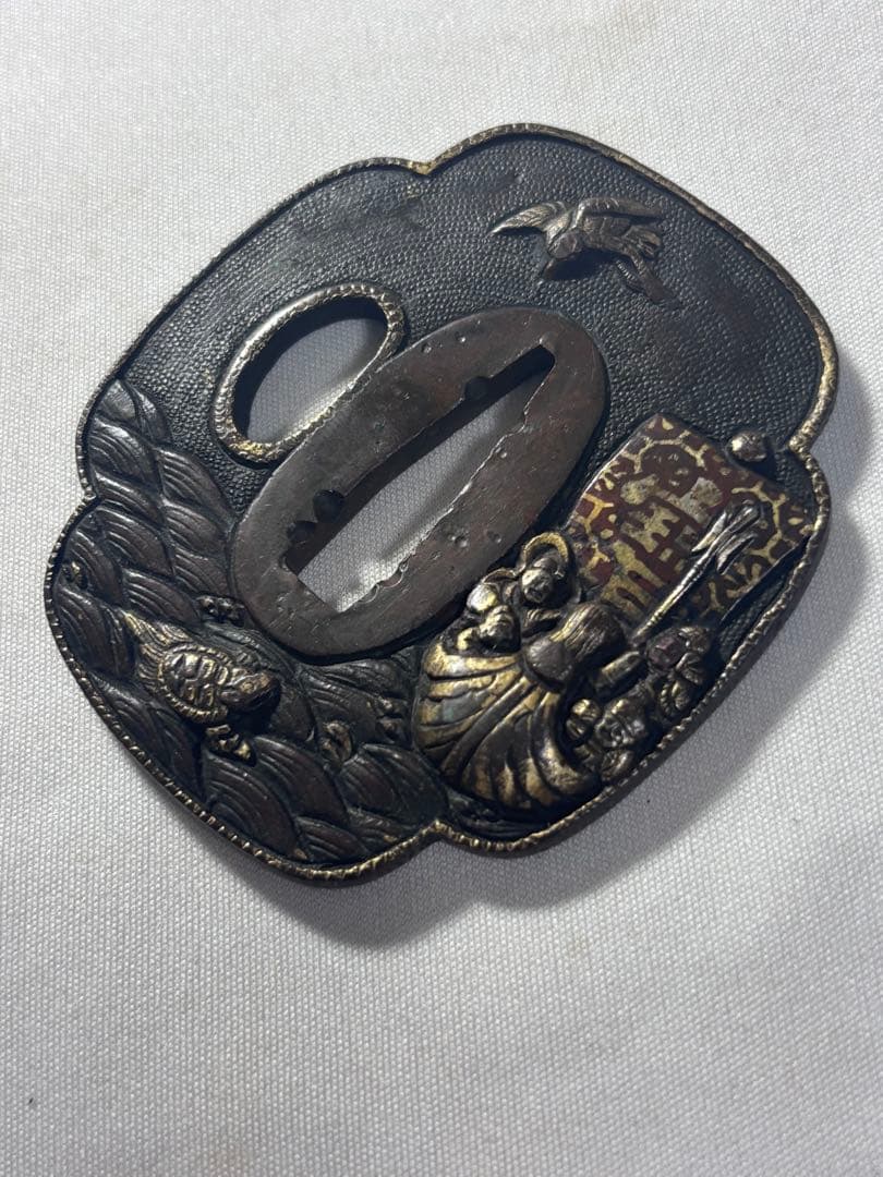 名品　鐔鍔つば　宝船　七福神　鶴と亀　これぞ御利益のある鐔　江戸時代