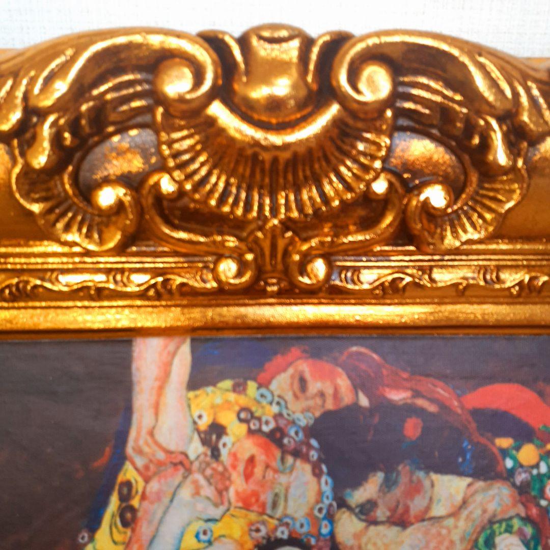 グスタフクリムト作画　TheMaiden　良質キャンバス　豪華　金箔額縁付