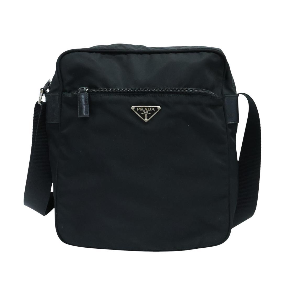 美品 PRADA プラダ ショルダーバッグ 3角プレート 白タグ ブラック