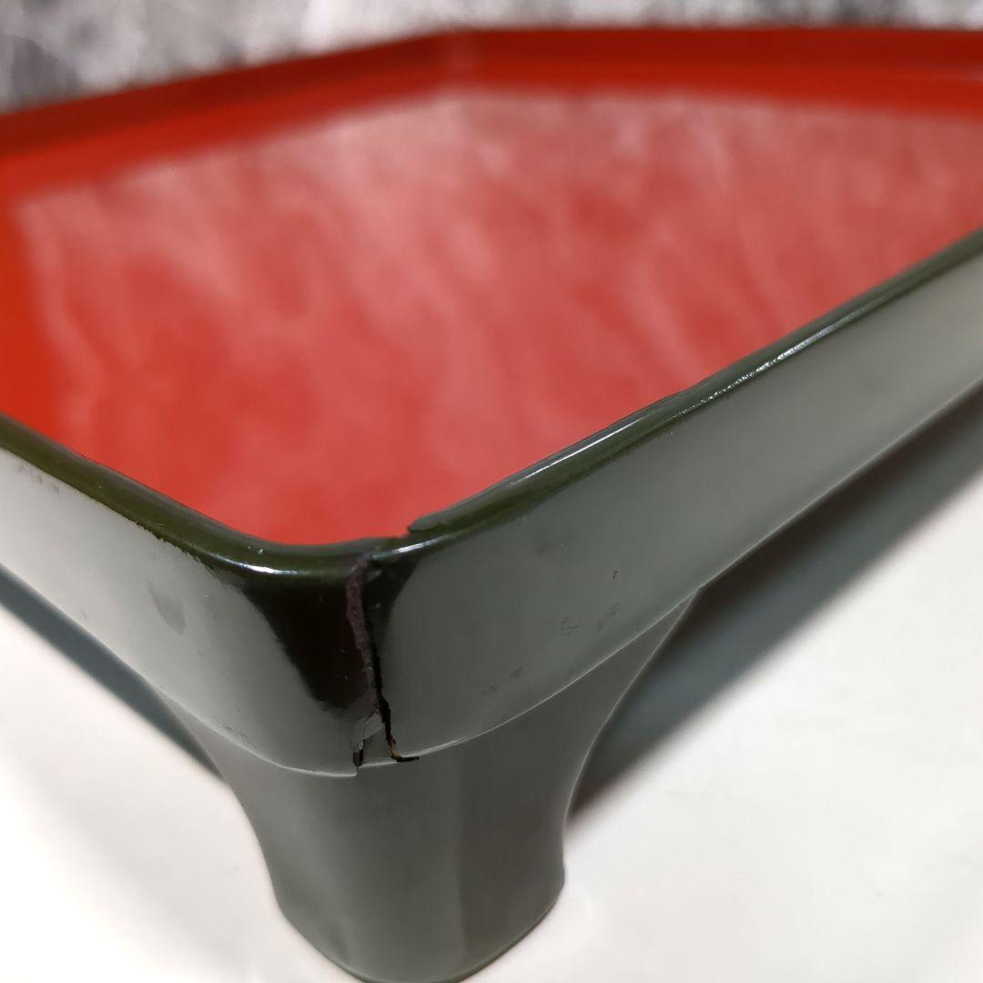 木製 漆器 緑内朱 脚付会席膳 10客セット 江戸時代後期 骨董品 黒漆木箱付き