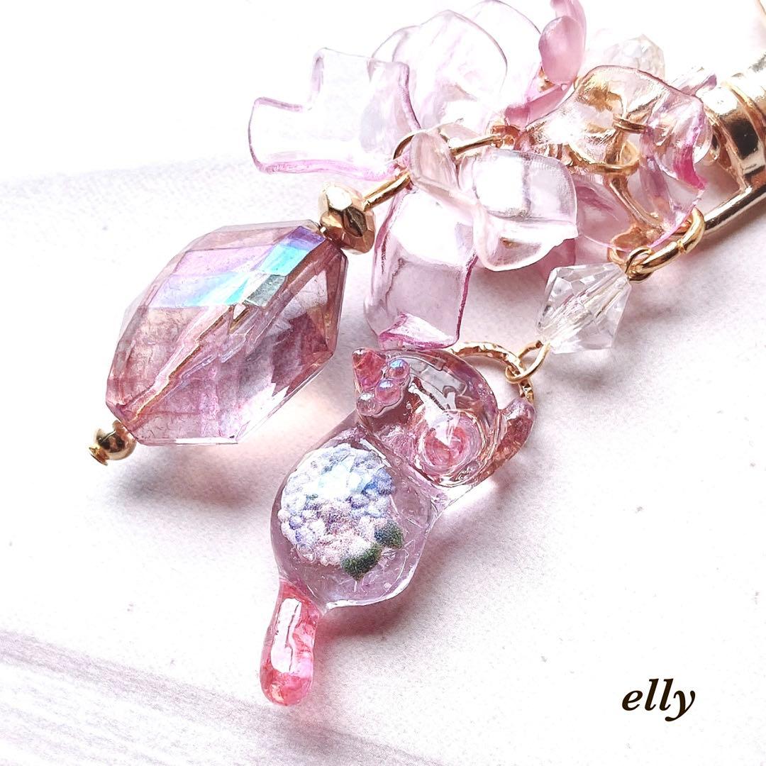 【ゆきゆっきー❄様】1284.琉球ガラス　ジャスミン　ジャンピング猫　レジン