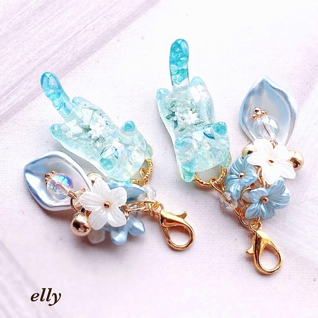 【ゆきゆっきー❄様】1284.琉球ガラス　ジャスミン　ジャンピング猫　レジン