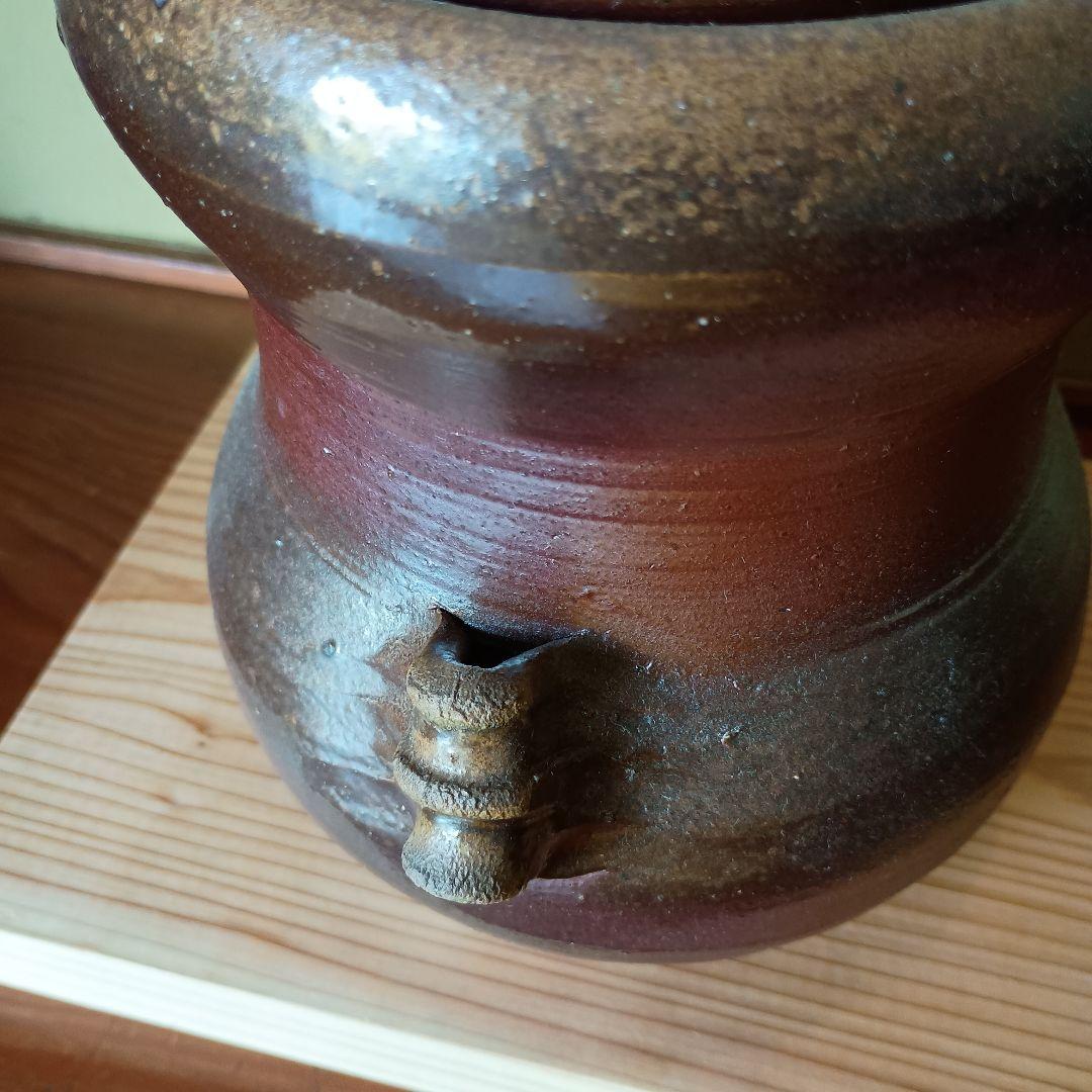 希少 人間国宝 藤原雄 作 備前 耳付水指 共箱 共布 手紙 晩年