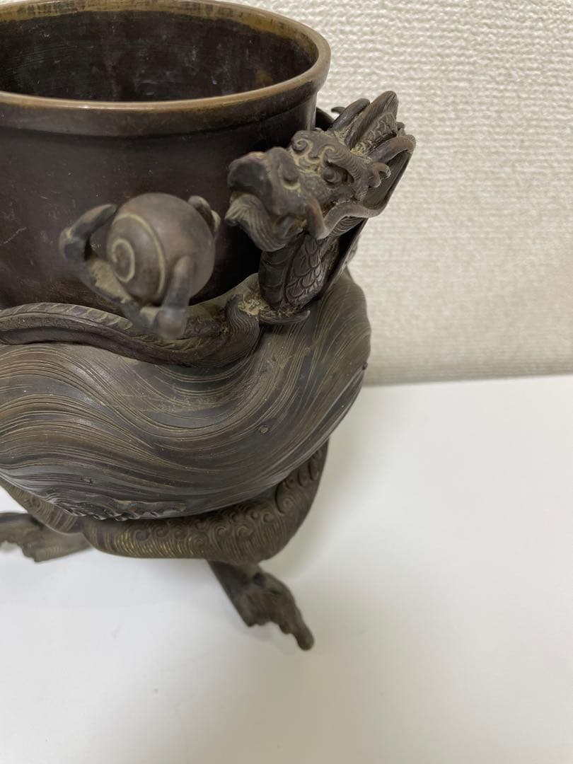【現状品】花器 薄端 華道 花瓶 龍巻 骨董品 アンティーク 時代物 レトロ