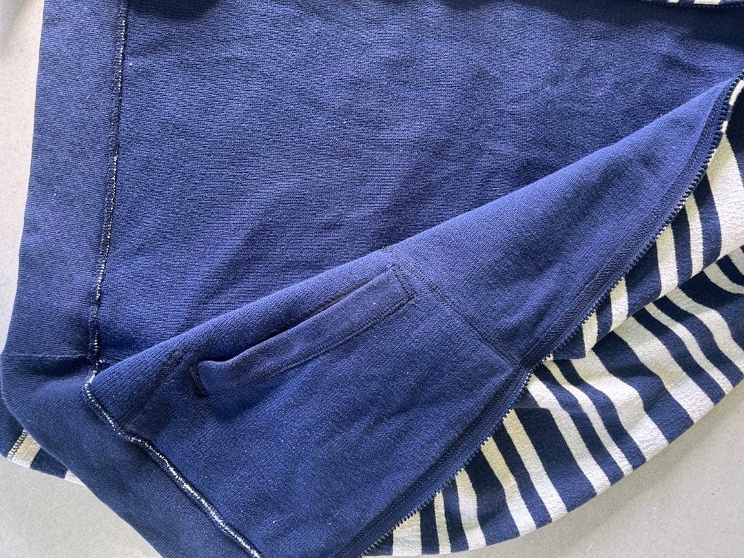 00s GOODENOUGH ジップパーカー　ボーダー　リバーシブル　ネイビー