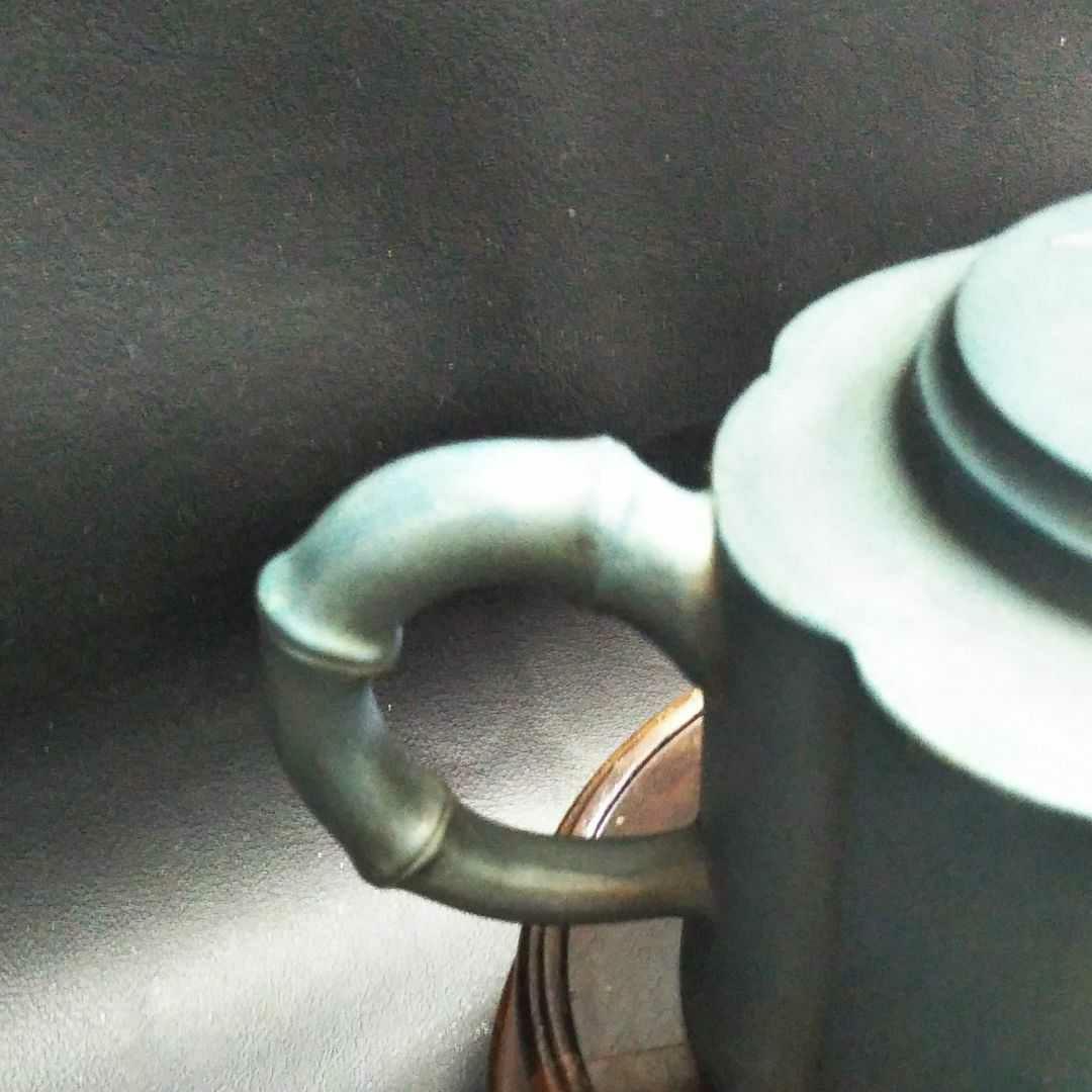 中国古美術/緑泥竹林笹竹紋茶壺/(底款:朱可心)【保存箱付】