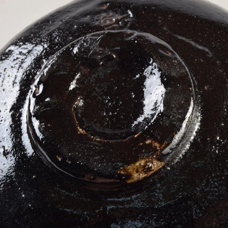 楽吉左衛門 九代了入作 黒楽茶碗 銘杏都 仕覆付 清水公照極め箱 M