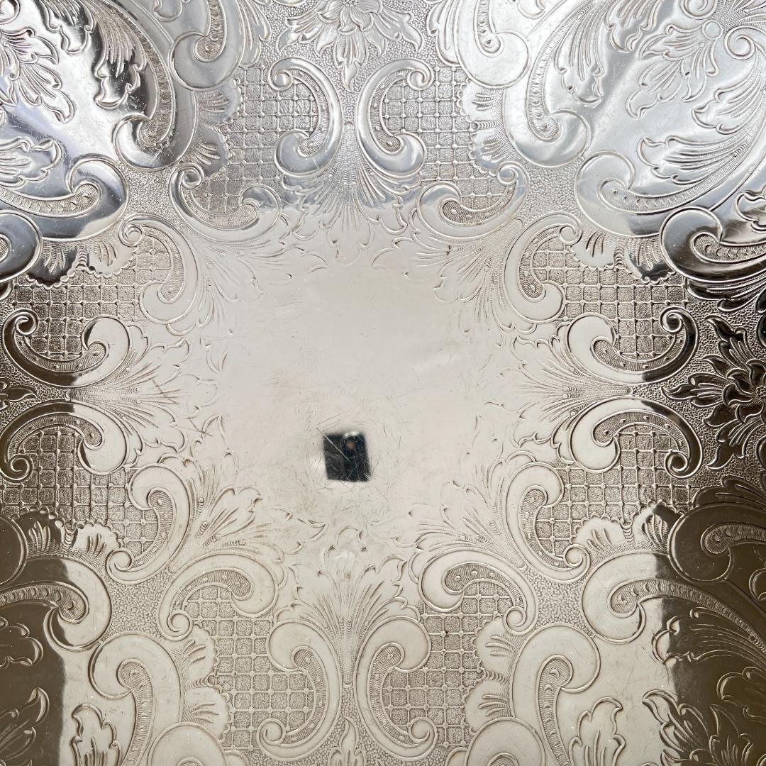 【英国】 透かしのギャラリートレー 41cm　 クロウフット 大盤！！