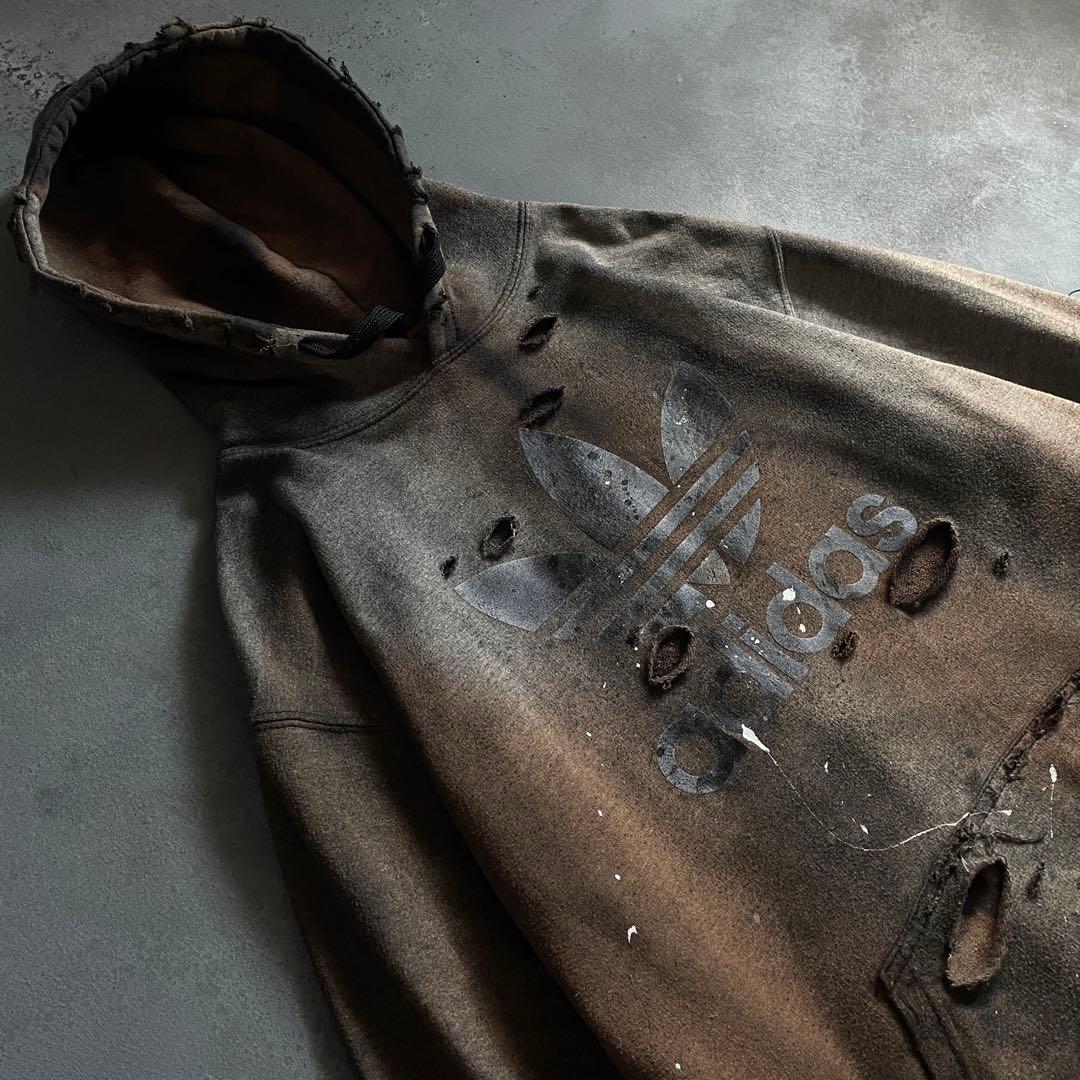 y2k“broken”激フェード“ダーク”2XO“boro hoodie