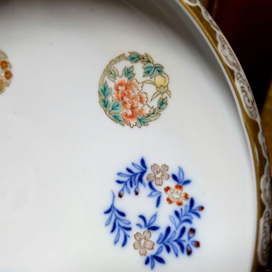 深川製磁 希少 オールド深川 染錦花丸紋 高台鉢 菓子鉢 盛り