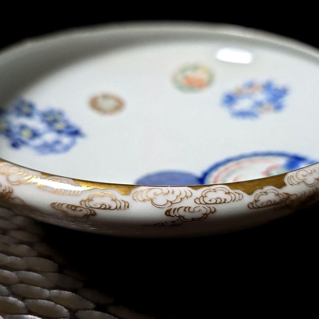 深川製磁　希少　オールド深川　染錦花丸紋　高台鉢　菓子鉢　盛り鉢