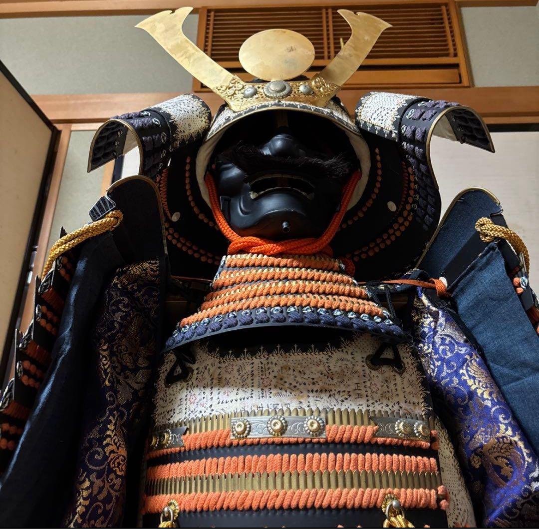 エリサ‼️美品！現代等身大甲冑　橙糸威黒桶胴具足