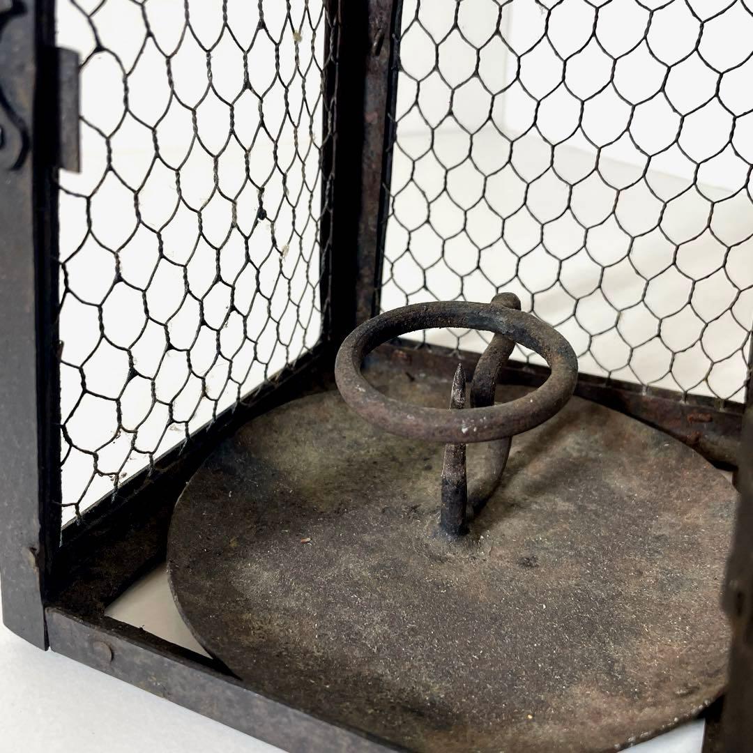 XG447 時代物・鉄製・吊り燭台・行燈・ランタン・アンティーク・骨董