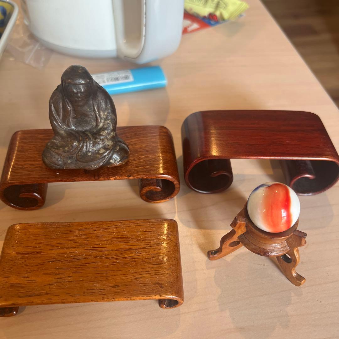 備前焼きだるま像？巻足ミニ花台 　3台 hamadaya-shokki_1f080