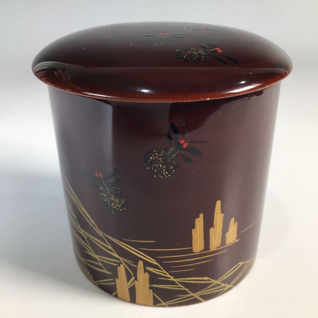 N969 棗 『長谷川恵史作』『溜塗』『蛍蒔絵』『金輪寺棗』 共箱 茶道具