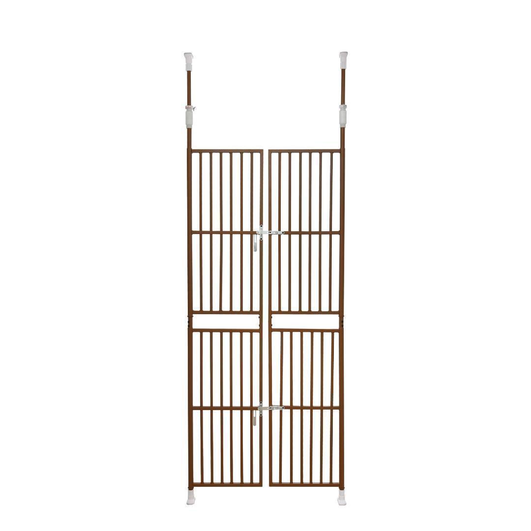 ペット高さ調節対応 191-255cm ドア ケージ留守番脱走防止柵【ブラウン】
