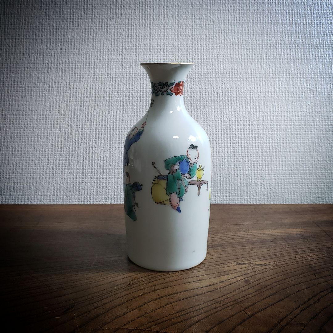 徳利　中国骨董　童　色絵　酒器　花器　一輪挿し　フラワーベース