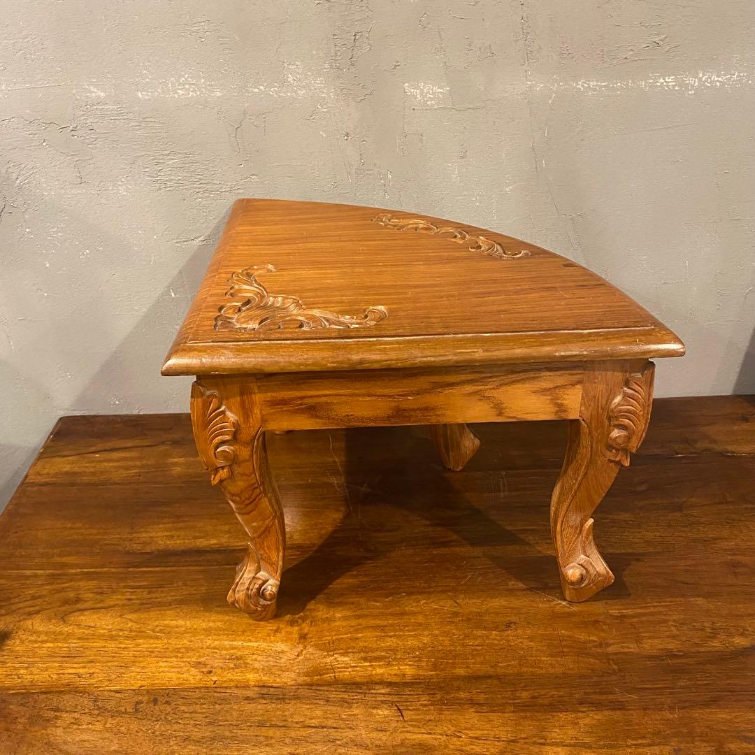 木彫 コーナーローテーブル ヴィンテージ 猫脚 家具 花台 インテリア